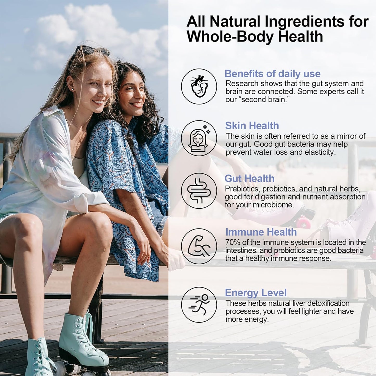 300 Billion CFU Probiotics + Prebiotics for Gut Health - 24 Strains, 15 Organic Herbs - Women & Men, Immune Support - 6 Month Supply