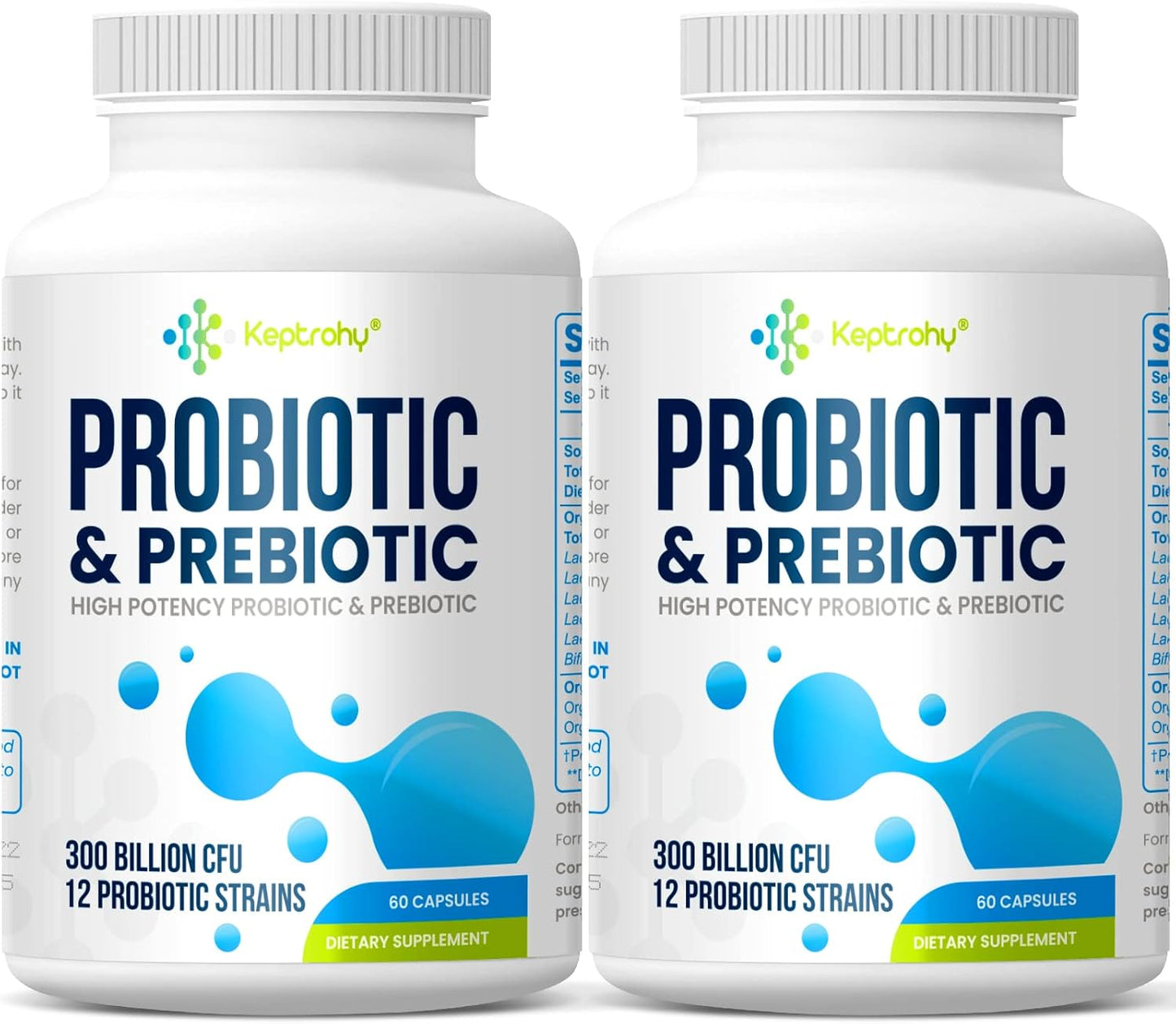 300 Billion CFU Probiotics + Prebiotics for Gut & Immune Health - 120 Capsules