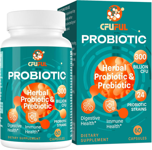 300 Billion CFU Probiotics with 24 Strains and 15 Organic Herbs - Digestive Gut Health for Women & Men - Immune Support - Constipation & Bloating Relief - 2 Month Supply