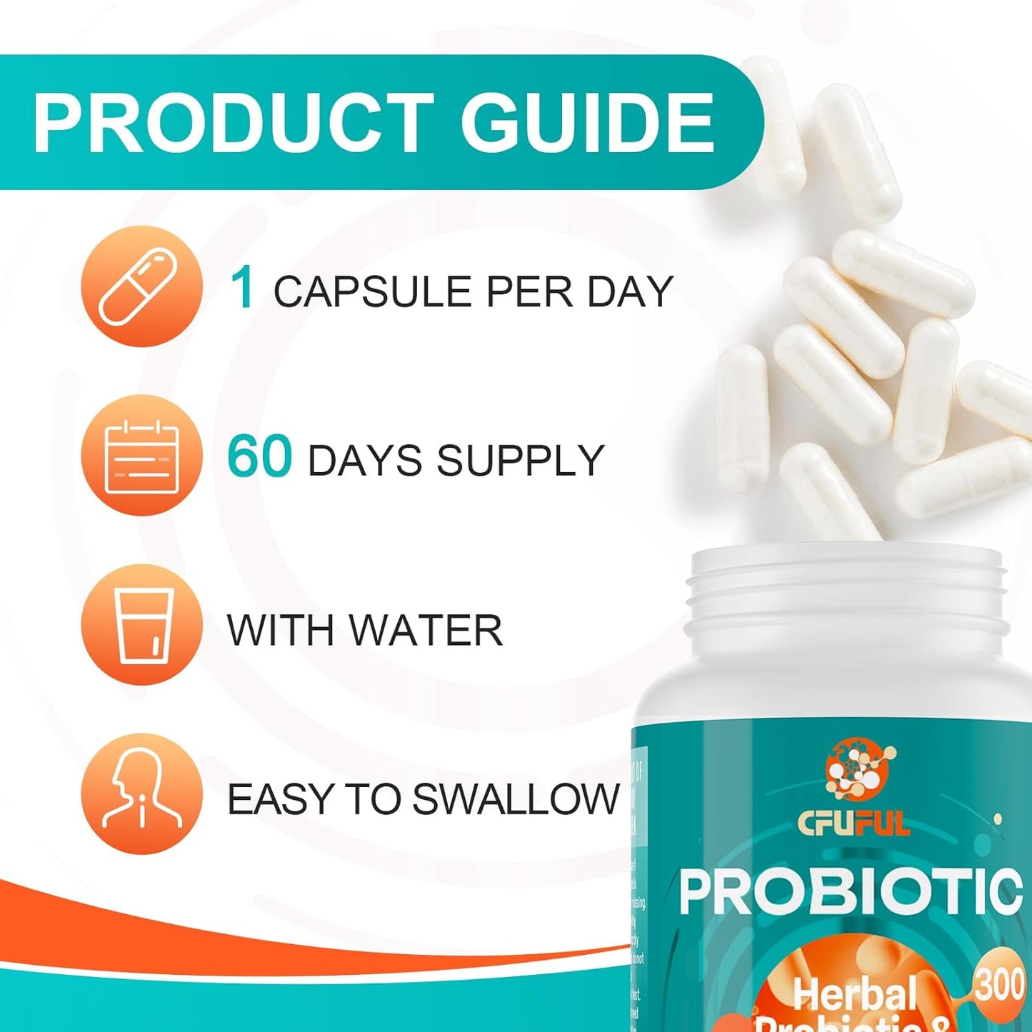 300 Billion CFU Probiotics with 24 Strains and 15 Organic Herbs - Digestive Gut Health for Women & Men - Immune Support - Constipation & Bloating Relief - 2 Month Supply