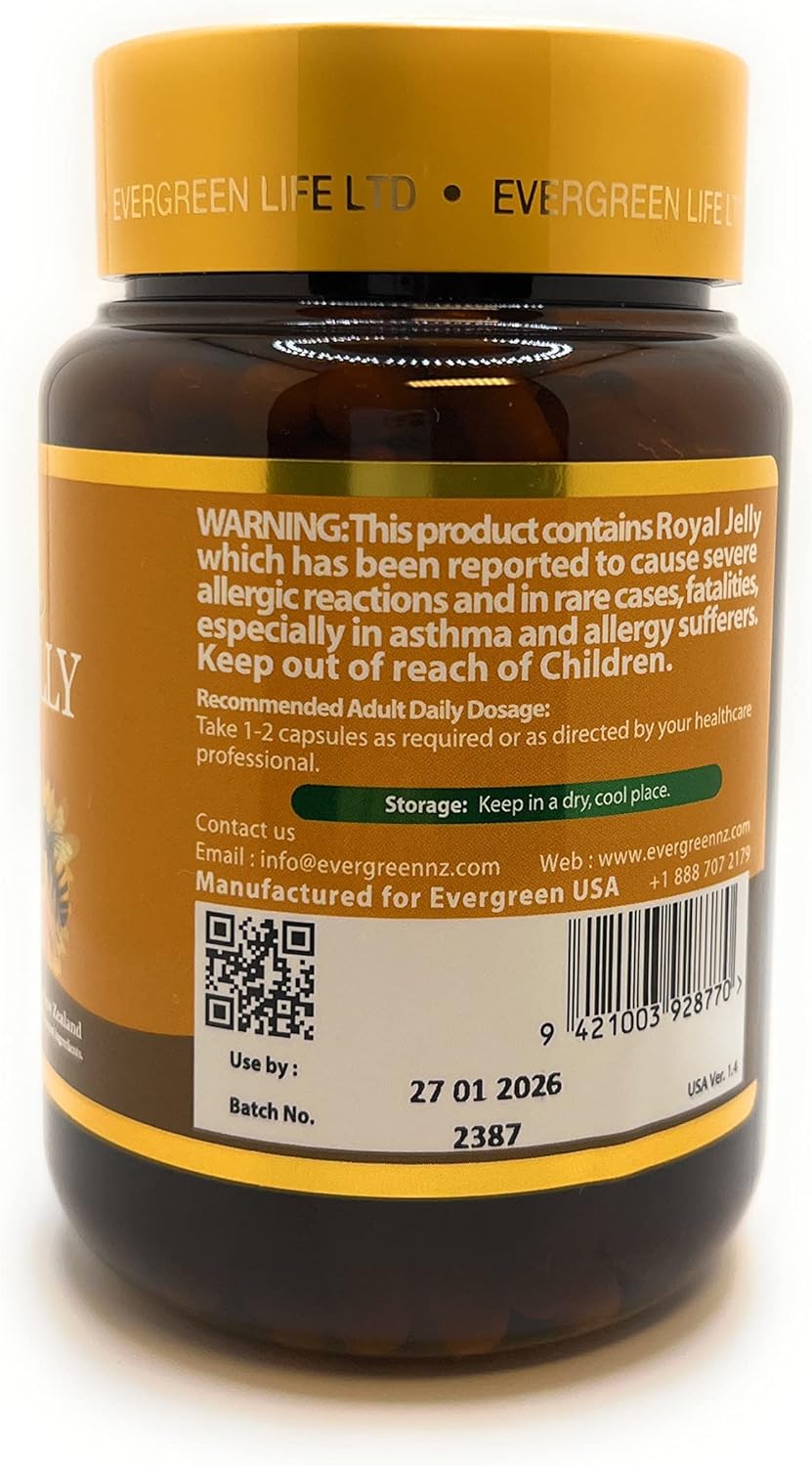 300 Capsules of Generic Evergreen Royal Jelly with 6% 10HDA