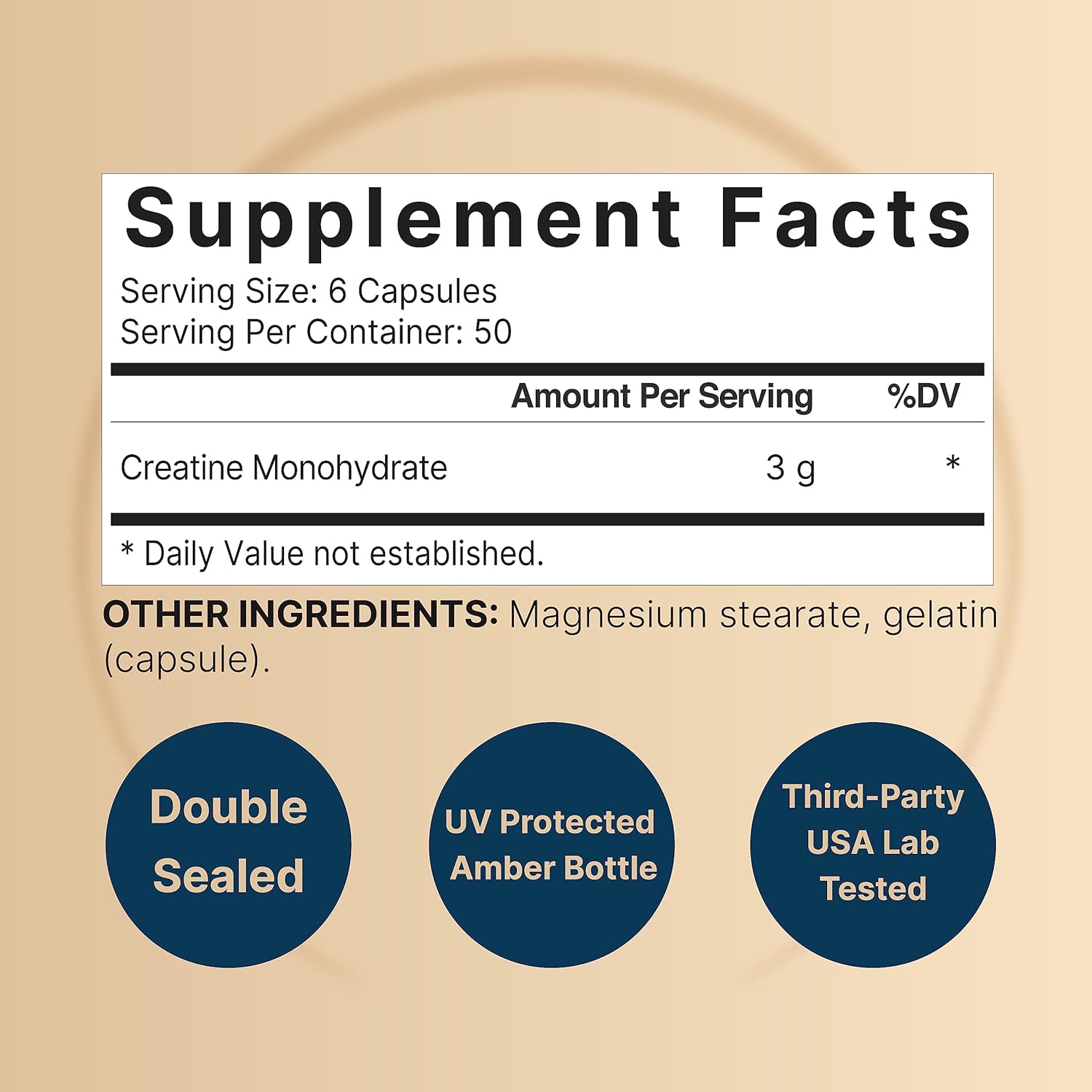 300 Capsules of Micronized Creatine Monohydrate, 3,000mg Per Serving - Unflavored Creatine Pills for Pre Workout Support - Easy to Swallow and Absorb - 50 Servings