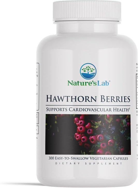 300 Capsules of Nature's Lab Hawthorn Berries: Heart Health Support and Antioxidant Boost
