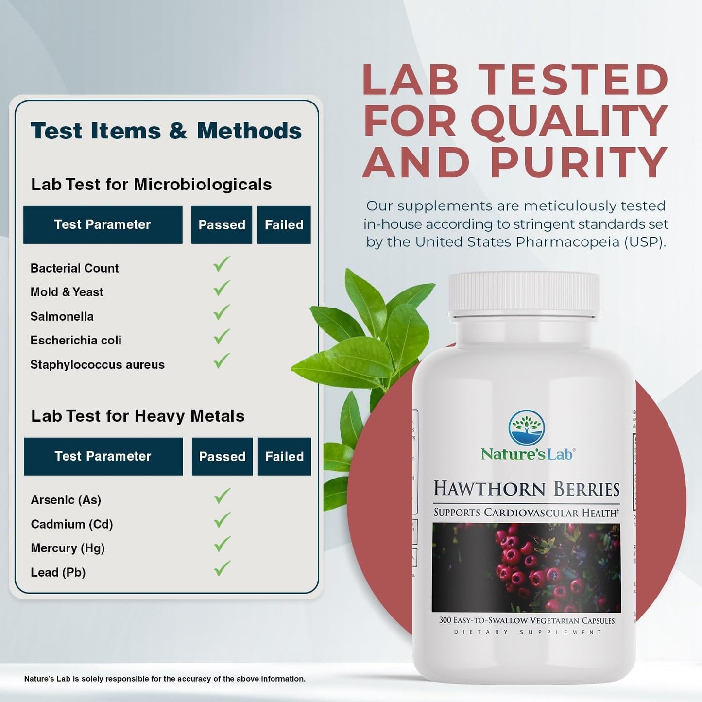 300 Capsules of Nature's Lab Hawthorn Berries: Heart Health Support and Antioxidant Boost