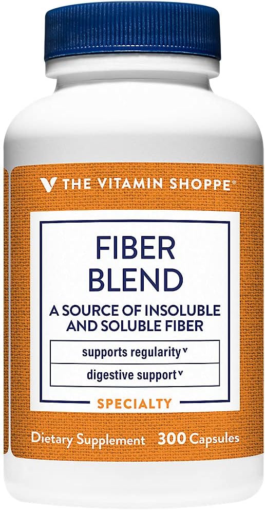 300 Capsules of Vitamin Shoppe Fiber Blend: Natural Source of Insoluble & Soluble Fiber for Digestive Health