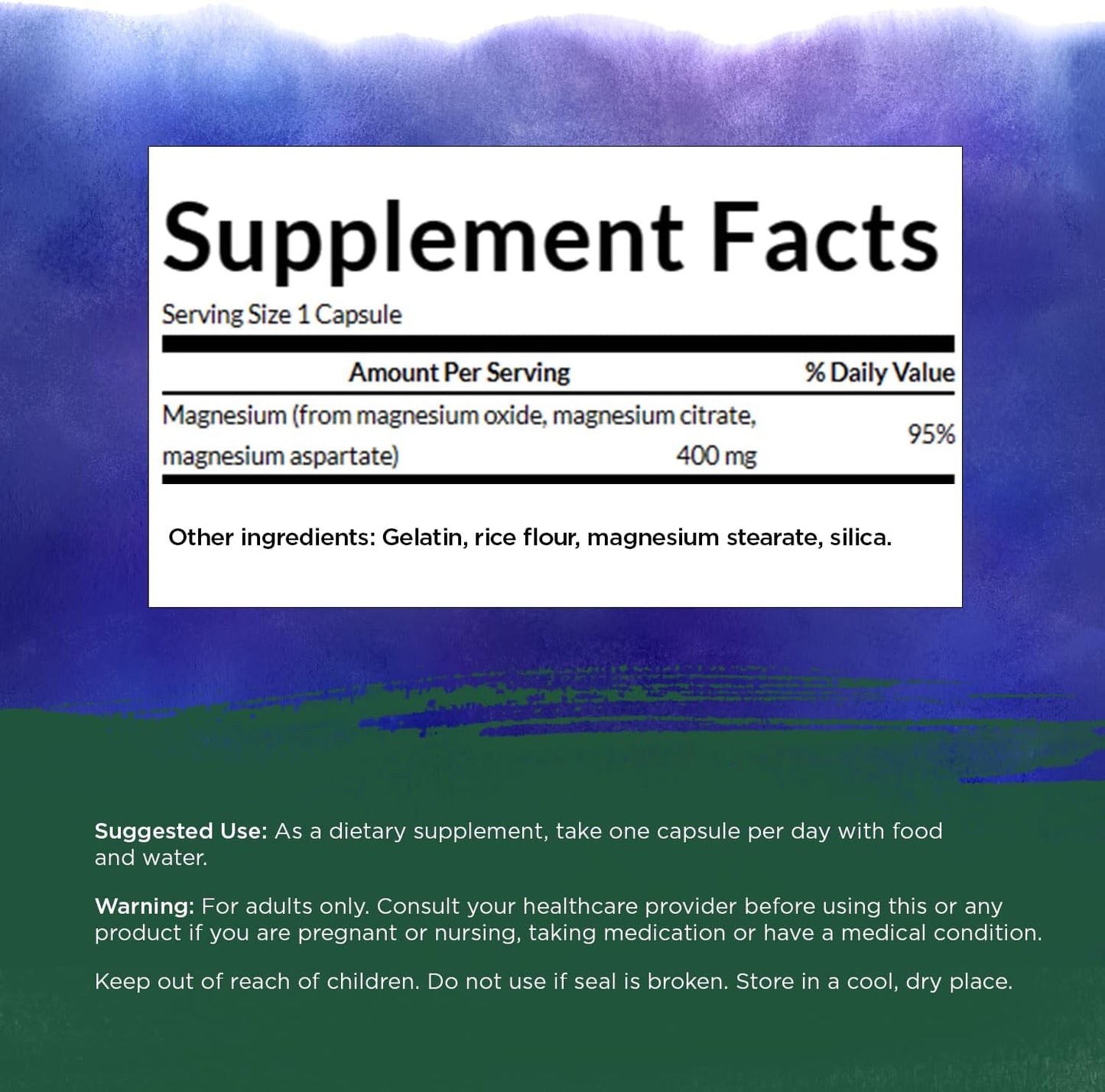 300 Capsules Swanson Triple Magnesium Complex - 400mg for Bone Health & Absorption - Citrate, Oxide & Aspartate for Optimal Results