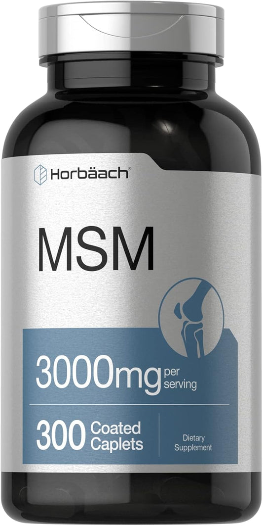 300 Coated Caplets of Vegetarian MSM Supplement with 3000mg Methylsulfonylmethane & Calcium - Non-GMO & Gluten Free