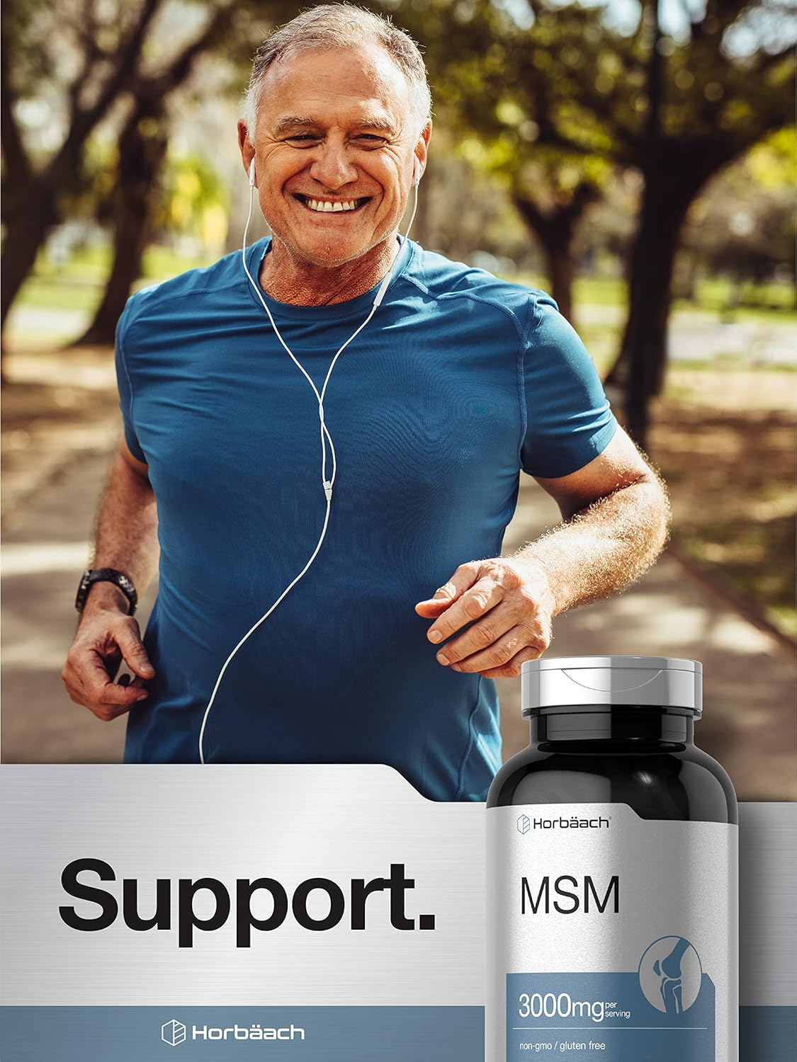 300 Coated Caplets of Vegetarian MSM Supplement with 3000mg Methylsulfonylmethane & Calcium - Non-GMO & Gluten Free