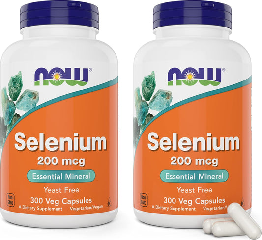 300 Count 200mcg Selenium Capsules (Pack of 2) for Women & Men - L Selenomethionine Mineral Supplement - Non-GMO, Vegan, Yeast-Free - Veg Caps