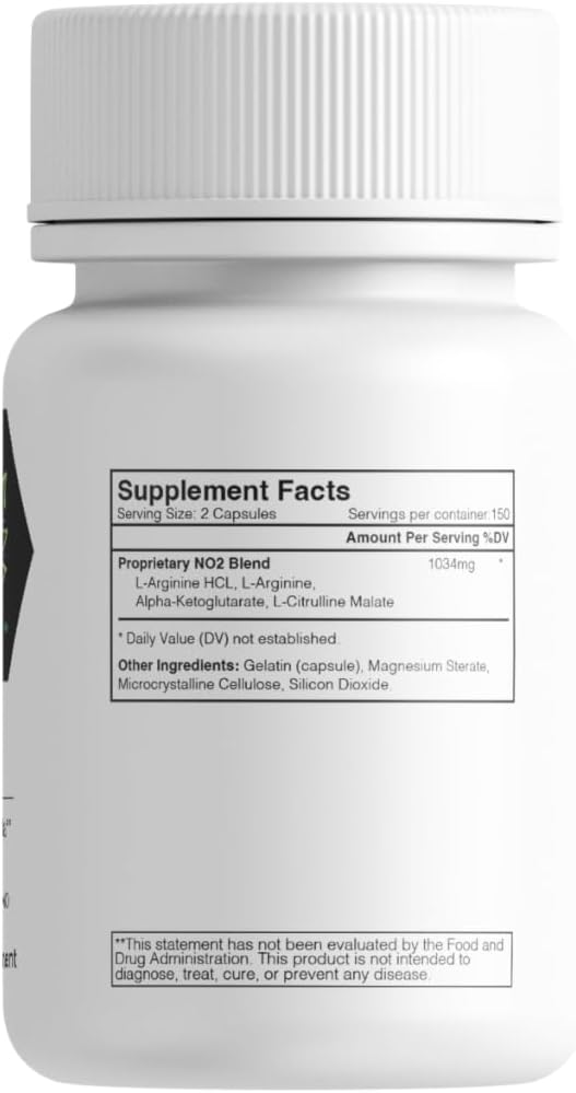 300 Count Bulk Essentials Nitric Oxide Capsules with 1000mg per Serving