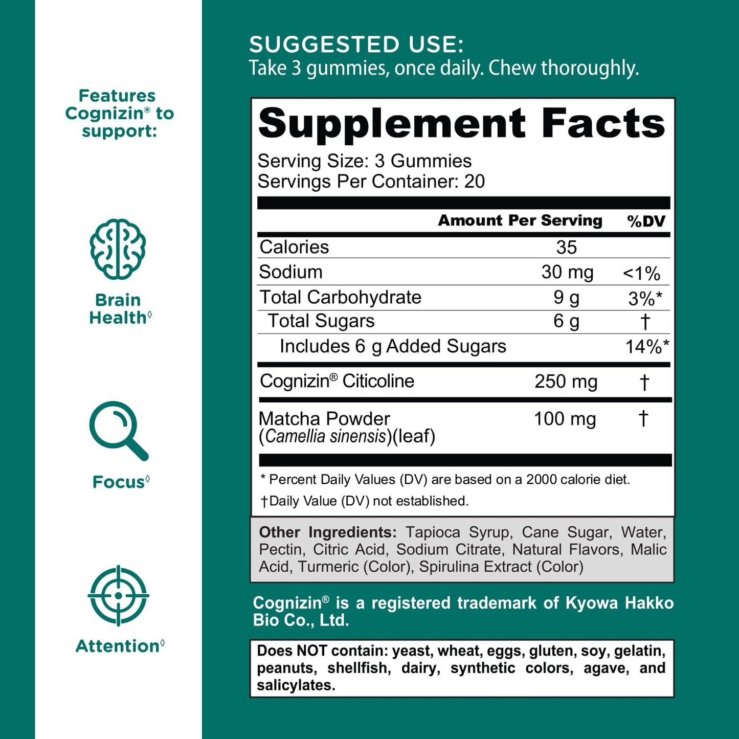 300-Count Goli Matcha Mind Gummies with Cognizin for Focus - Vegan & Non-GMO