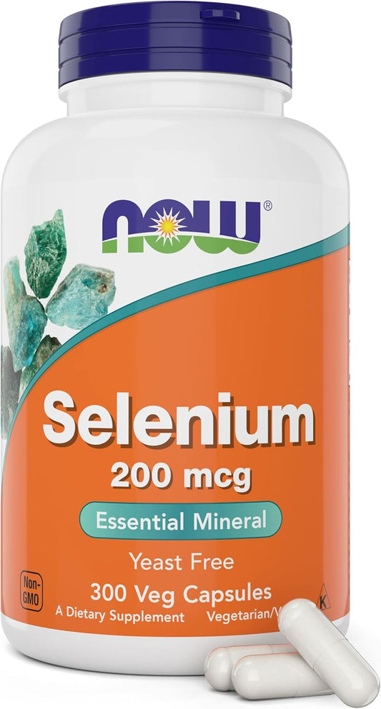 300 Count Now Foods Selenium 200mcg Capsules - L Selenomethionine Mineral Supplement for Women & Men - Non-GMO, Vegan - Yeast-Free