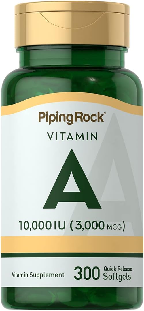 300 Count Piping Rock Vitamin A 10000 IU Softgels - Non-GMO & Gluten Free Supplement