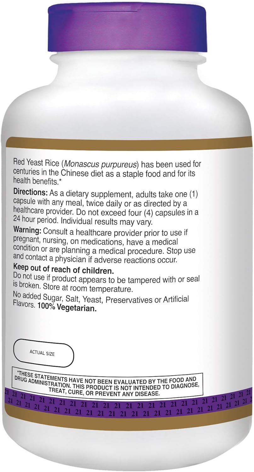 300 Count Red Yeast Rice Extract Veg Capsules for Modern Health Support