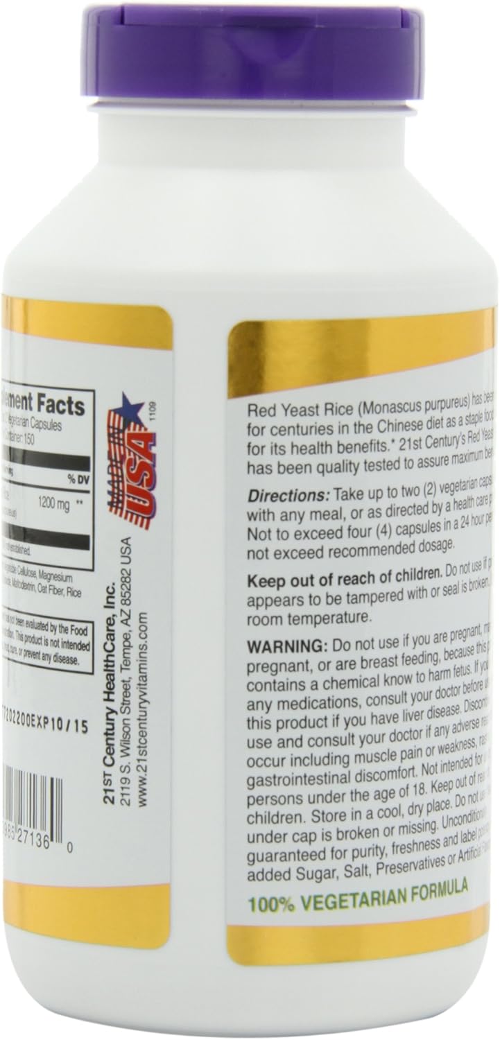 300 Count Red Yeast Rice Extract Veg Capsules for Modern Health Support