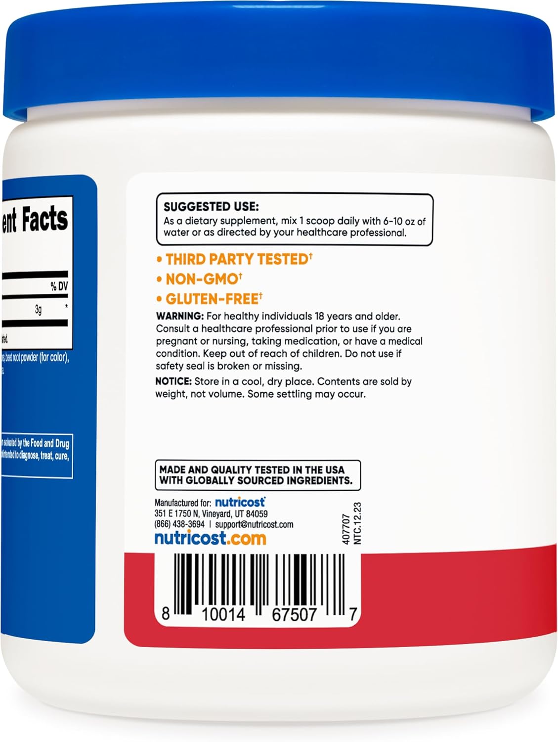 300 Grams Nutricost L-Citrulline Malate 2:1 Powder with Strawberry Kiwi Flavor