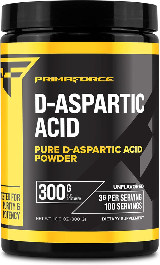 300 Grams Primaforce D-Aspartic Acid Powder - 100 Servings, Unflavored, Vegetarian, Non-GMO Supplement