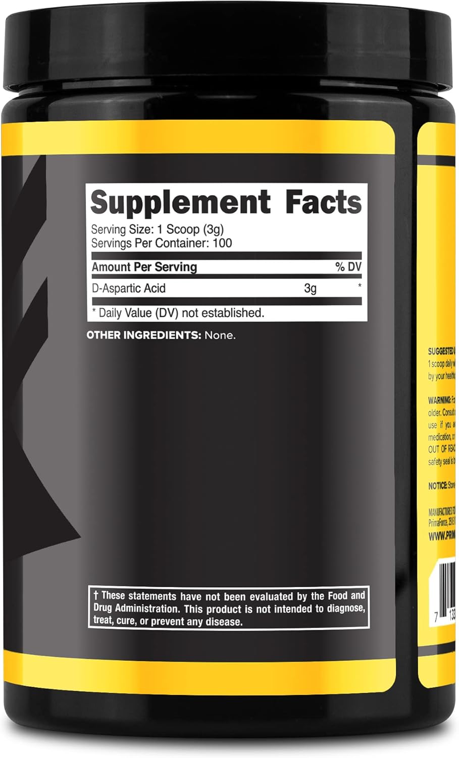300 Grams Primaforce D-Aspartic Acid Powder - 100 Servings, Unflavored, Vegetarian, Non-GMO Supplement