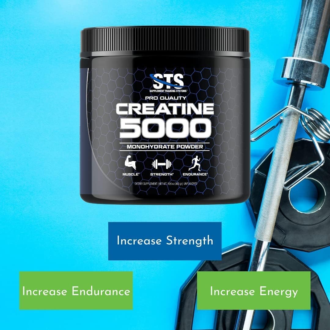 300 Grams STS Creatine Monohydrate Powder - Boost Muscle & Stamina - 100% Raw Pre & Post-Workout Supplement - 60 Servings