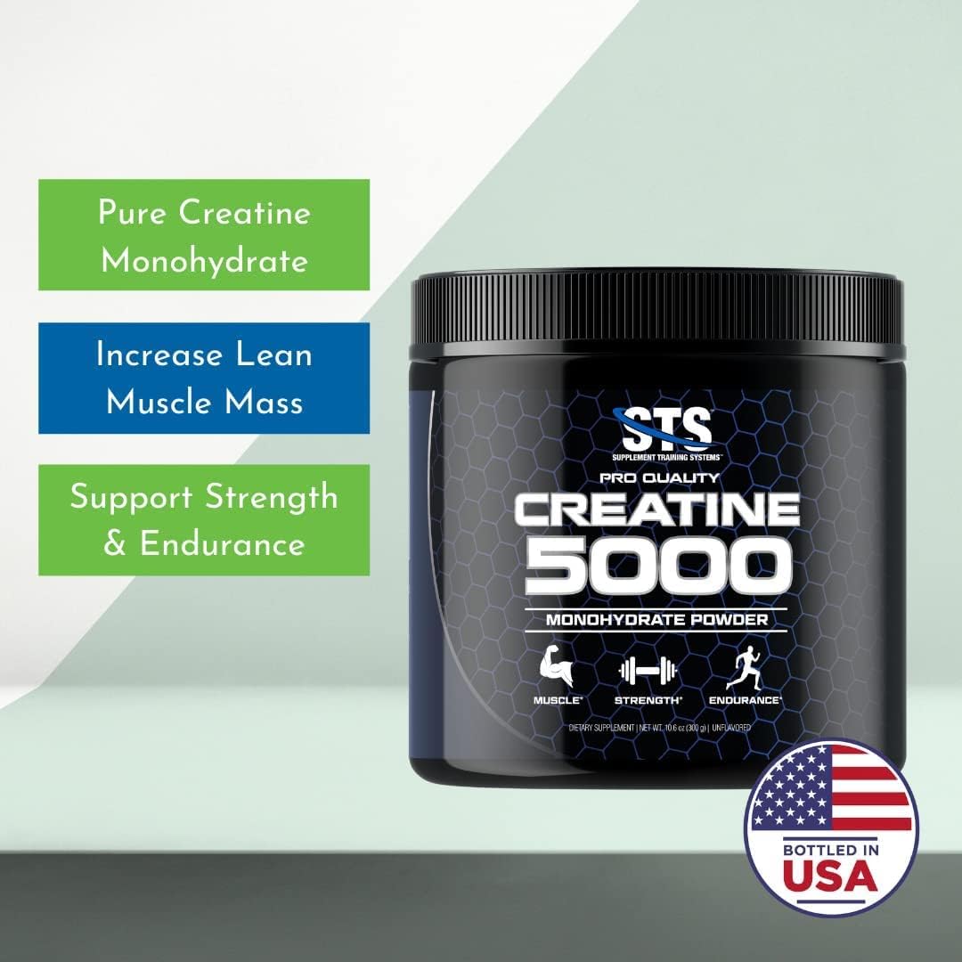 300 Grams STS Creatine Monohydrate Powder - Boost Muscle & Stamina - 100% Raw Pre & Post-Workout Supplement - 60 Servings