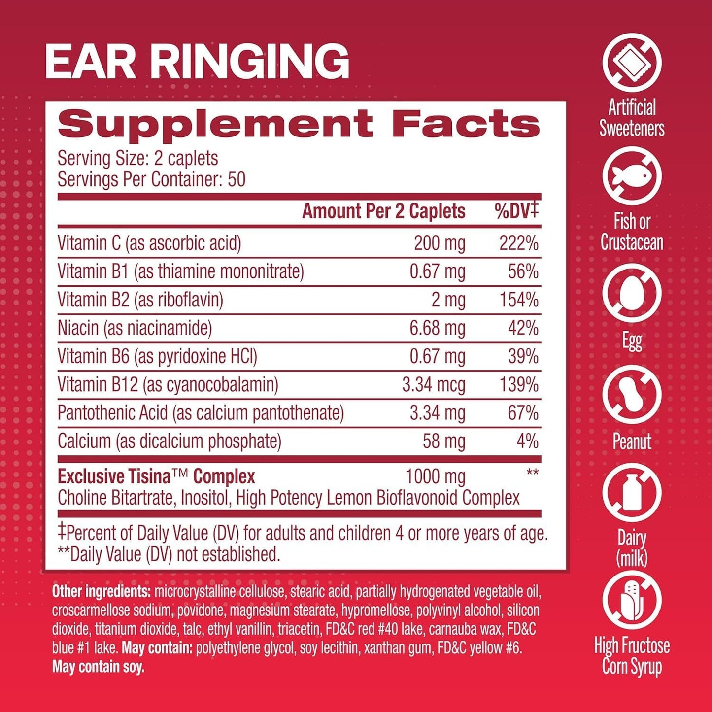 300 LIPO-FLAVONOID Plus Caplets - Pack of 3, 100 ea for Ear Health and Tinnitus Relief