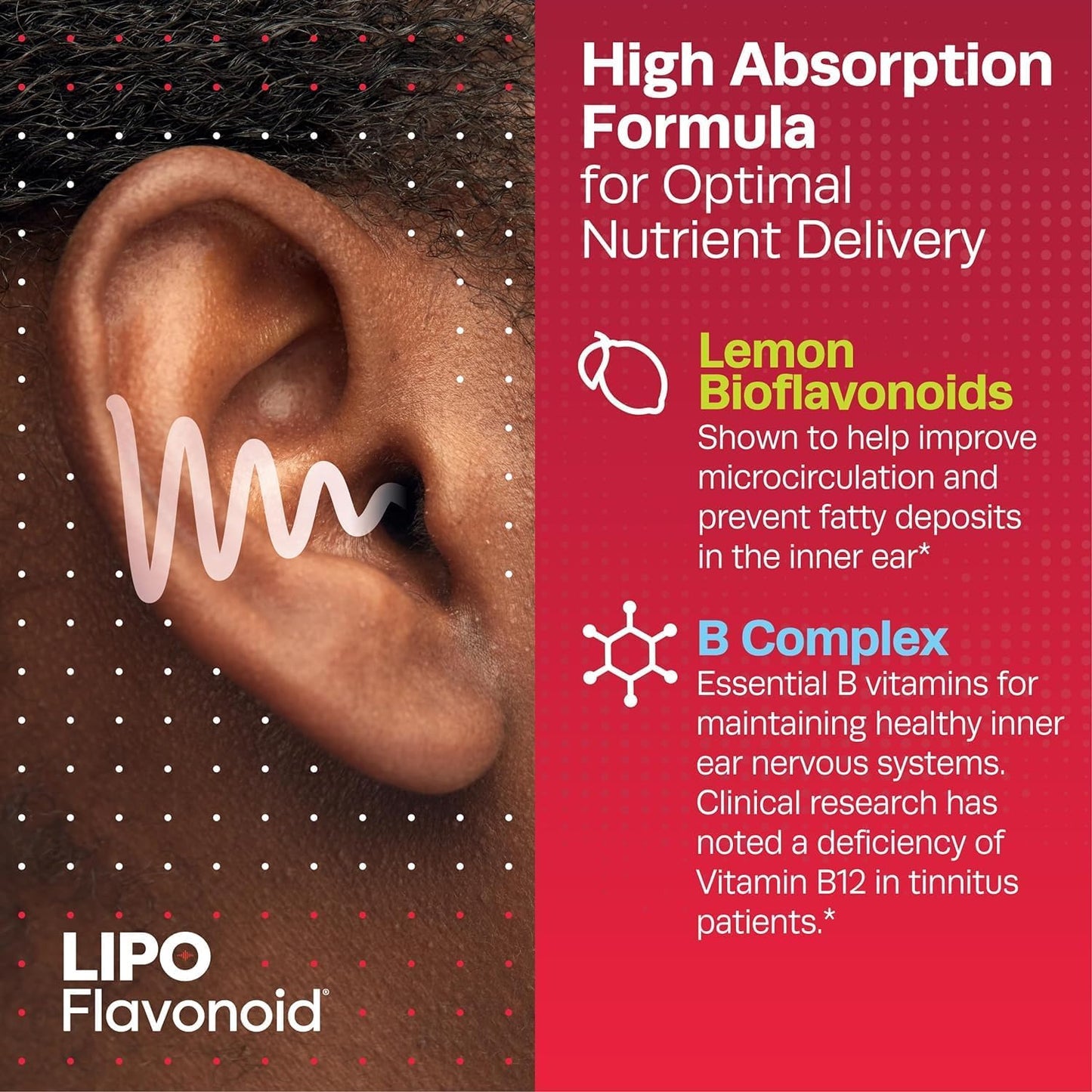 300 LIPO-FLAVONOID Plus Caplets - Pack of 3, 100 ea for Ear Health and Tinnitus Relief