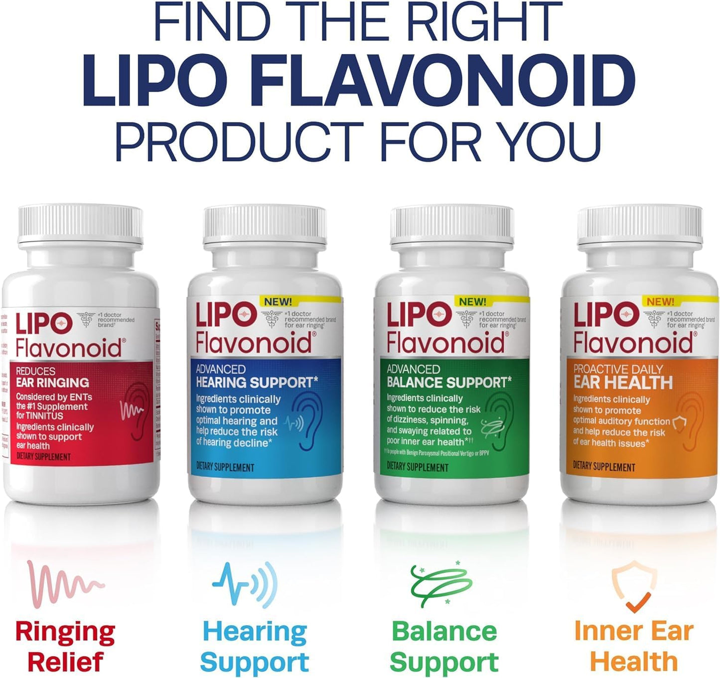 300 LIPO-FLAVONOID Plus Caplets - Pack of 3, 100 ea for Ear Health and Tinnitus Relief