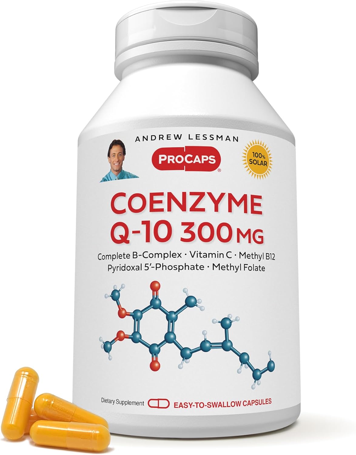 300 mg Coenzyme Q-10 Capsules - Boost Energy & Organ Function, Anti-Oxidant Support, B-Complex - 120 Capsules