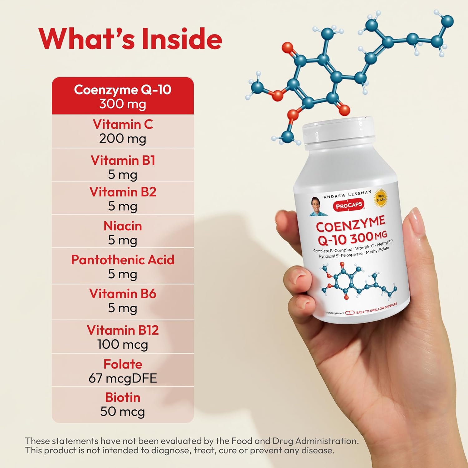 300 mg Coenzyme Q-10 Capsules - Boost Energy & Organ Function, Anti-Oxidant Support, B-Complex - 120 Capsules