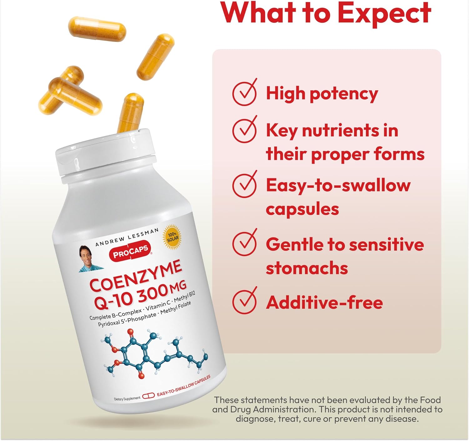 300 mg Coenzyme Q-10 Capsules - Boost Energy & Organ Function, Anti-Oxidant Support, B-Complex - 120 Capsules