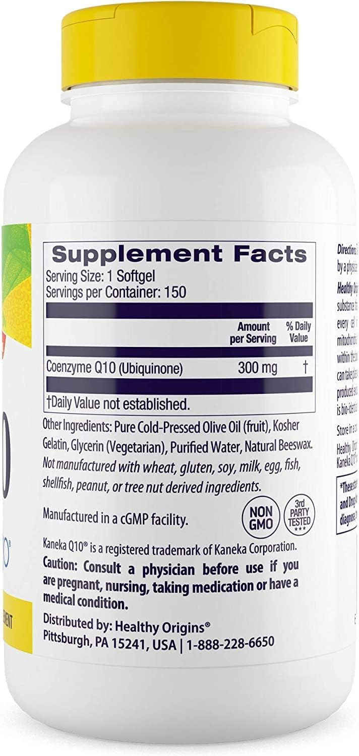 300 mg CoQ10 Heart Health & Energy Supplement - Gluten-Free & Non-GMO - 150 Softgels by Healthy Origins