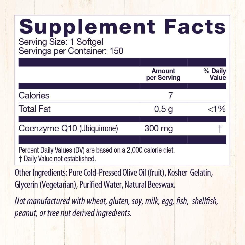 300 mg CoQ10 Heart Health & Energy Supplement - Gluten-Free & Non-GMO - 150 Softgels by Healthy Origins