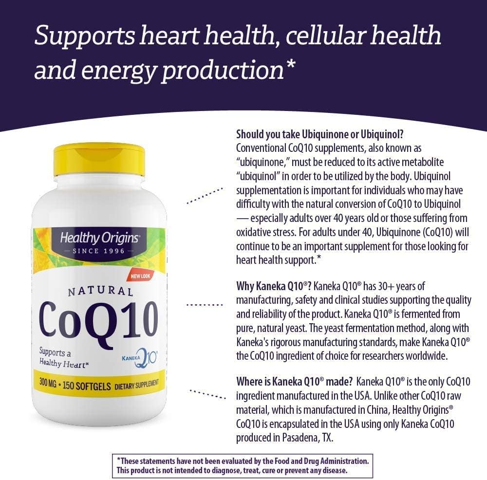 300 mg CoQ10 Heart Health & Energy Supplement - Gluten-Free & Non-GMO - 150 Softgels by Healthy Origins