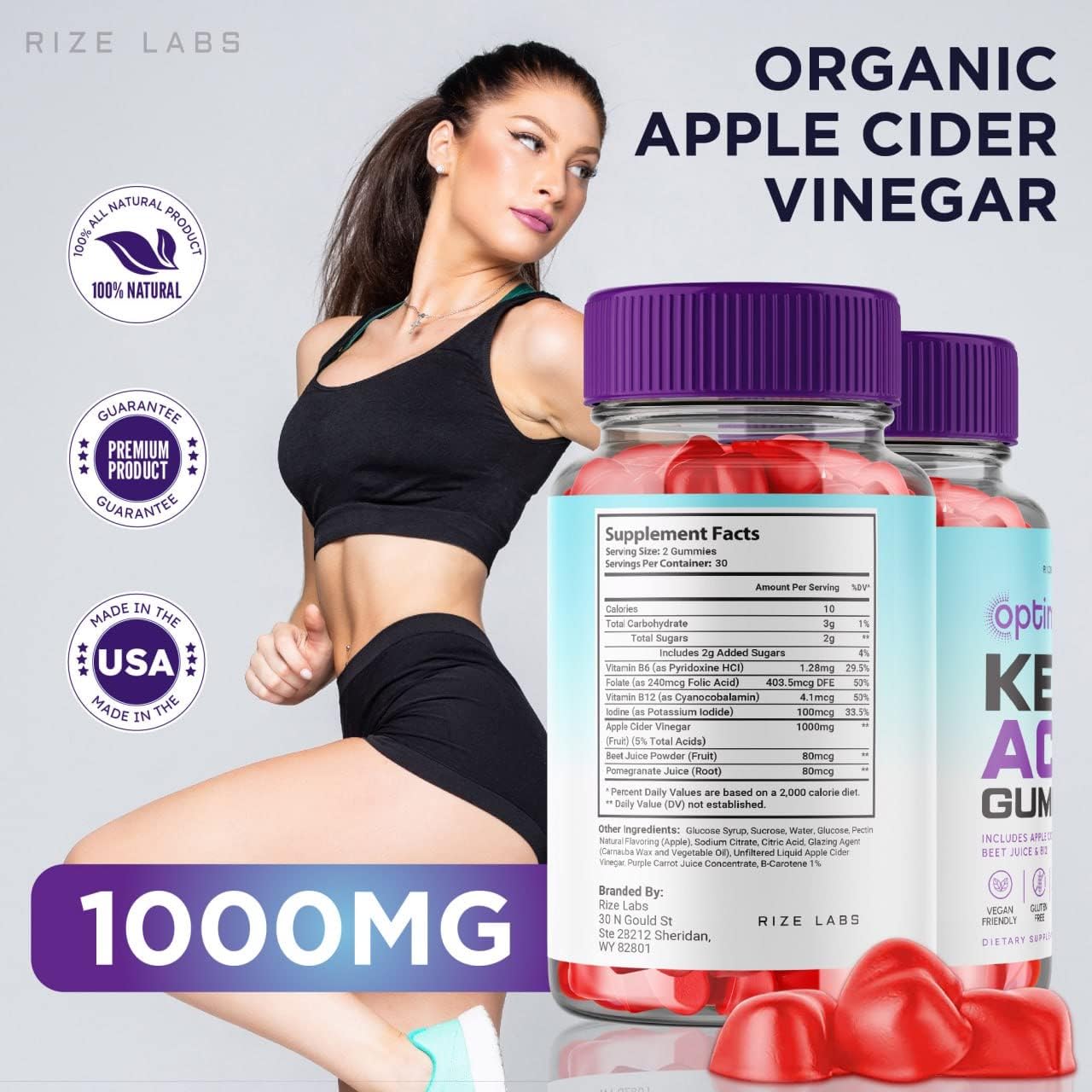 300 Optimal Keto ACV Gummies with Apple Cider Vinegar for Advanced Weight Loss - Gluten Free, Non-GMO, Reduces Belly Fat