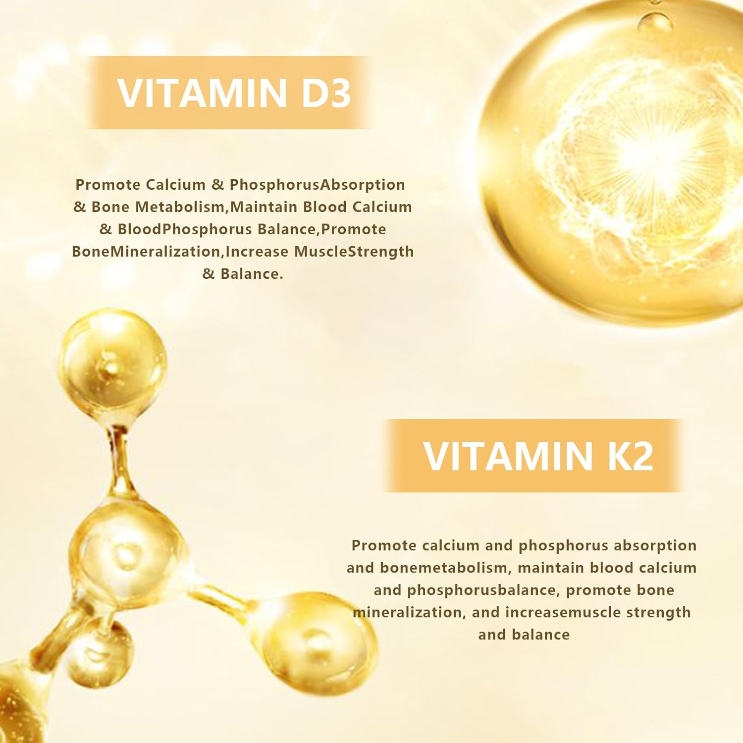 300 Pcs Niratty 2-in-1 Vitamin D3 K2 Softgel for Bone Health and Calcium Absorption - 10000 iu Vitamin D - Supplement