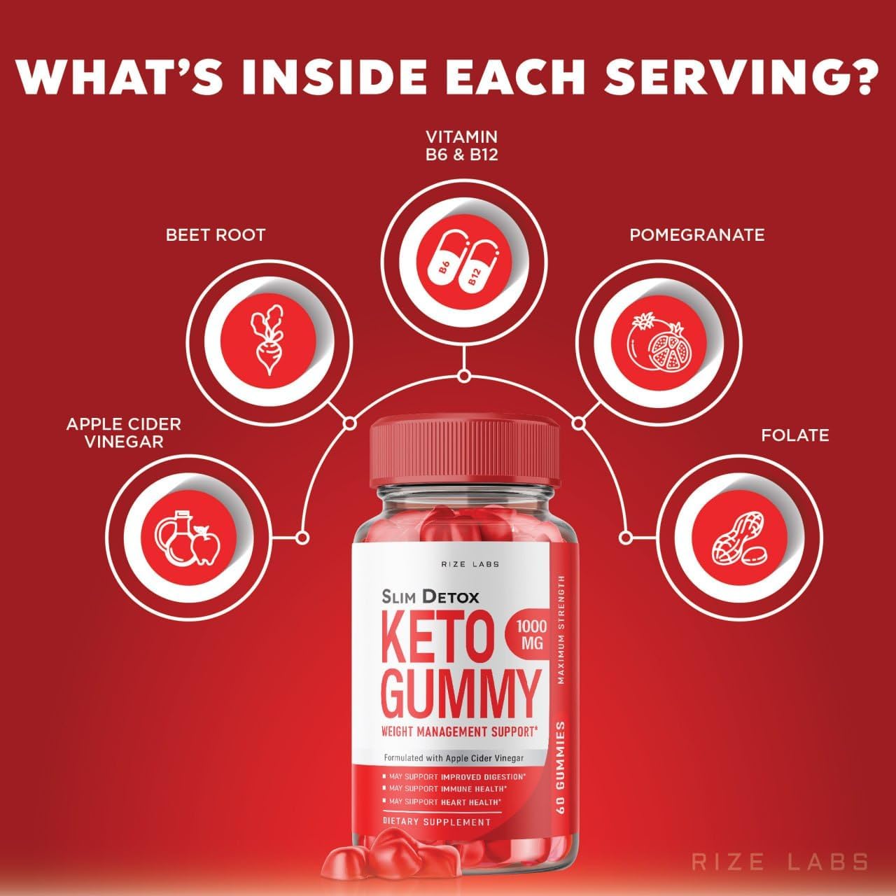 300 Rize Labs Slim Detox Keto ACV Gummies for Advanced Weight Loss with Apple Cider Vinegar - Supports Belly Fat Reduction & Extra Strength