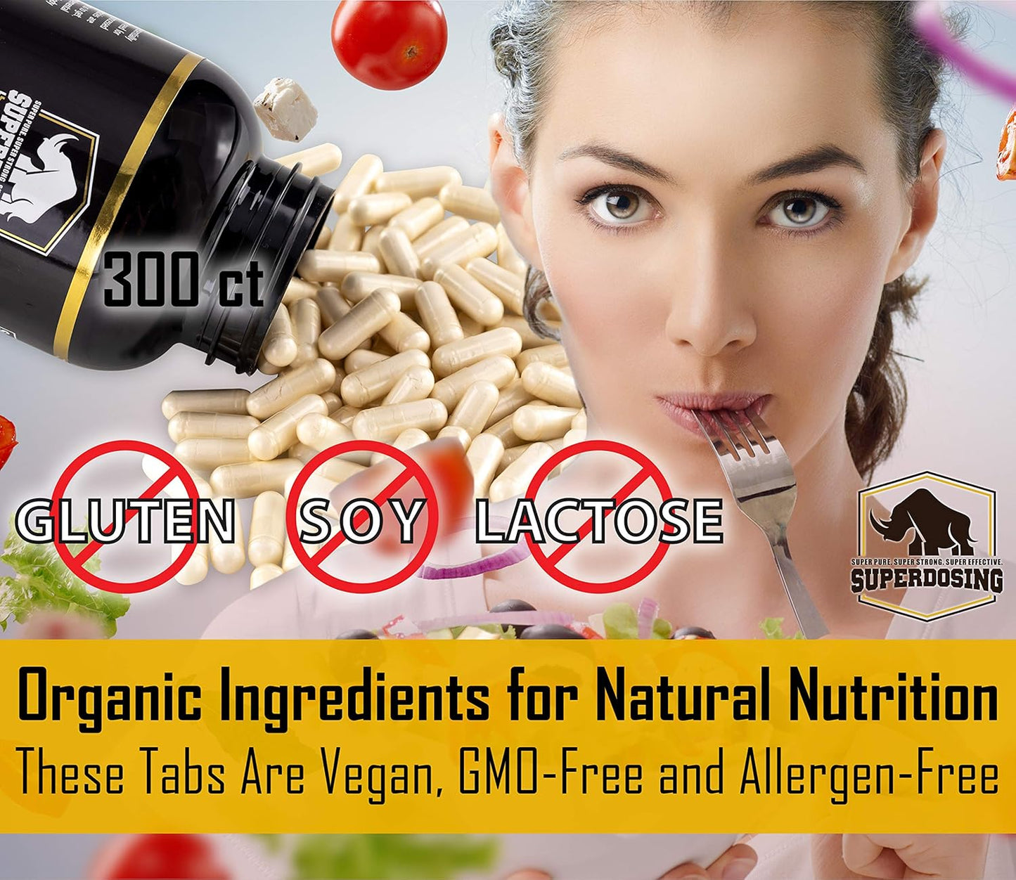 300 SuperDosing Organic Acacia Senegal Fiber Capsules - Fast-Acting Natural Prebiotic Supplement for Vegans