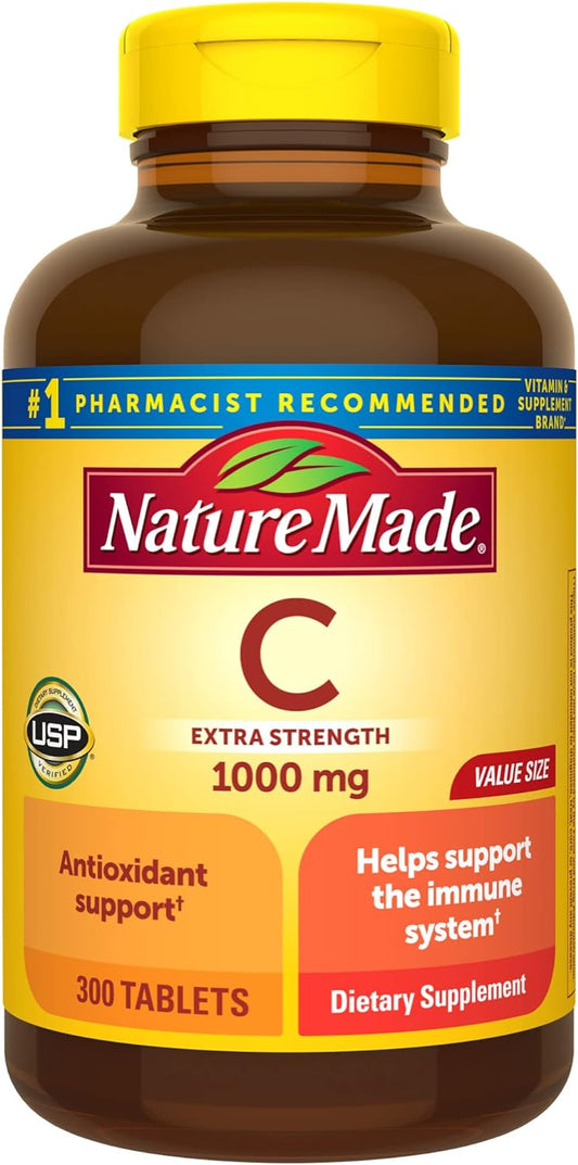 300 Tablets Nature Made Extra Strength Vitamin C 1000 mg, Immune Support Dietary Supplement for 300 Days