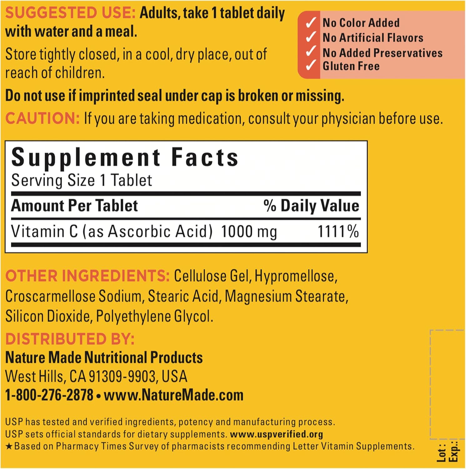 300 Tablets Nature Made Extra Strength Vitamin C 1000 mg, Immune Support Dietary Supplement for 300 Days