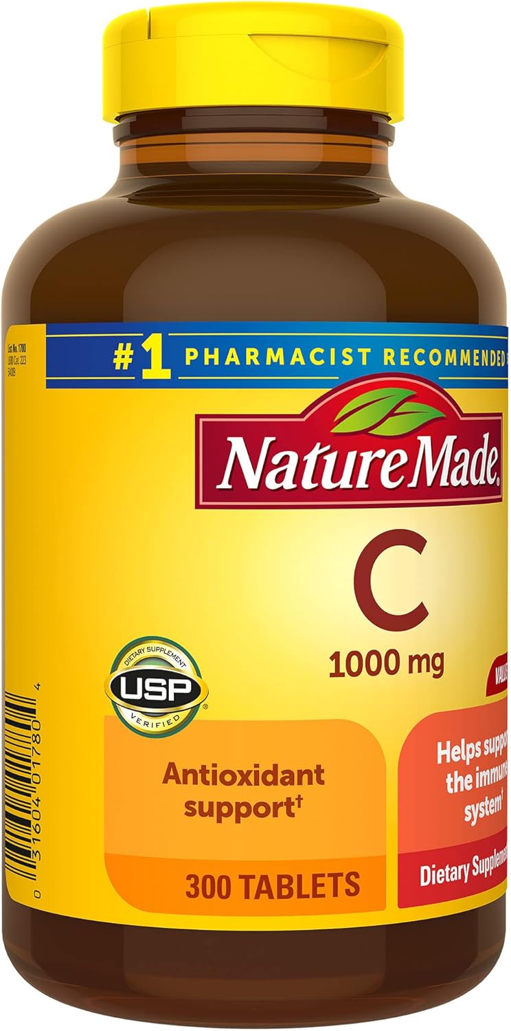 300 Tablets Nature Made Extra Strength Vitamin C 1000 mg, Immune Support Dietary Supplement for 300 Days