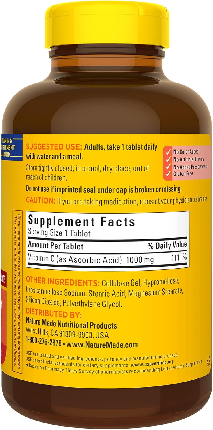 300 Tablets Nature Made Extra Strength Vitamin C 1000 mg, Immune Support Dietary Supplement for 300 Days