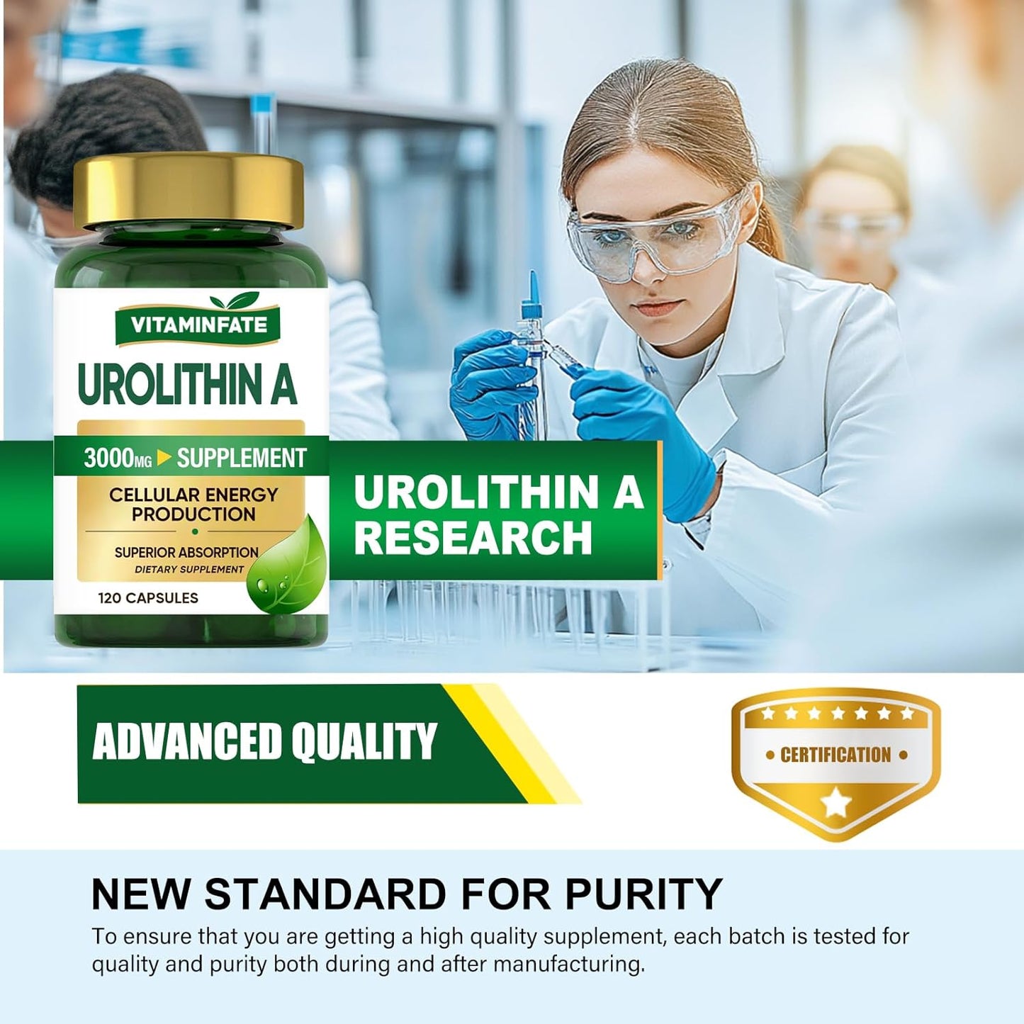 3000 MG Urolithin A Supplement - 120 Capsules for Enhanced Healthy Aging & Cell Repair