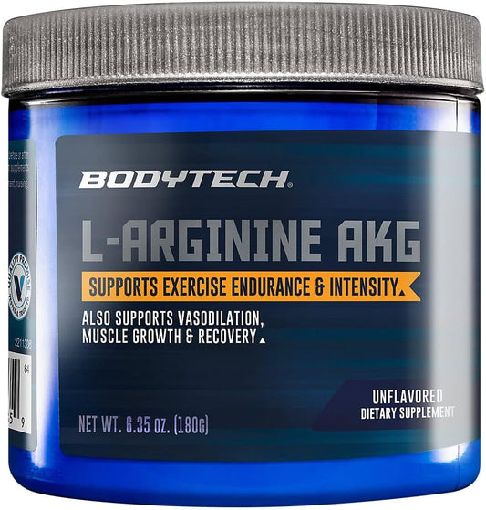 3000MG BodyTech L-Arginine AKG Powder - Boosts Exercise Performance, Muscle Growth, Recovery, and Nitric Oxide Production