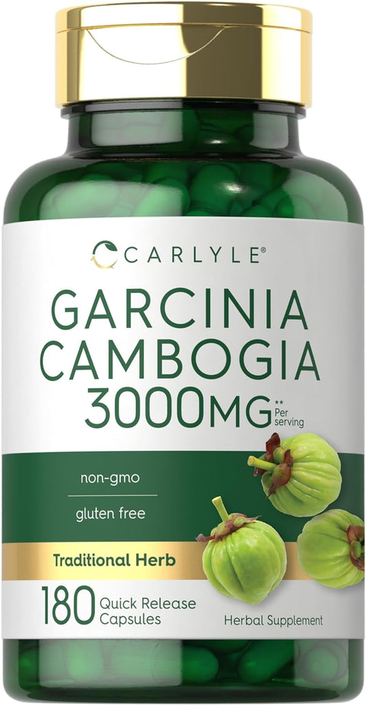 3000mg Carlyle Garcinia Cambogia Extract Capsules - 180 Count - Non-GMO, Gluten Free Supplement