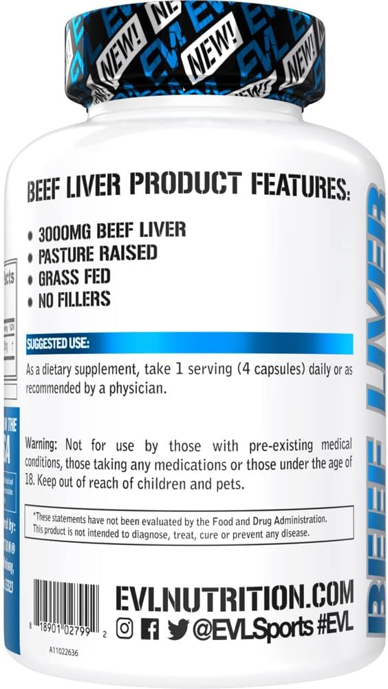 3000mg Grass Fed Beef Liver Capsules - Pasture Raised Desiccated Supplement for Energy, Immunity, and Liver Support - Iron-Rich Beef Organ Supplement for Men and Women (30 Servings)