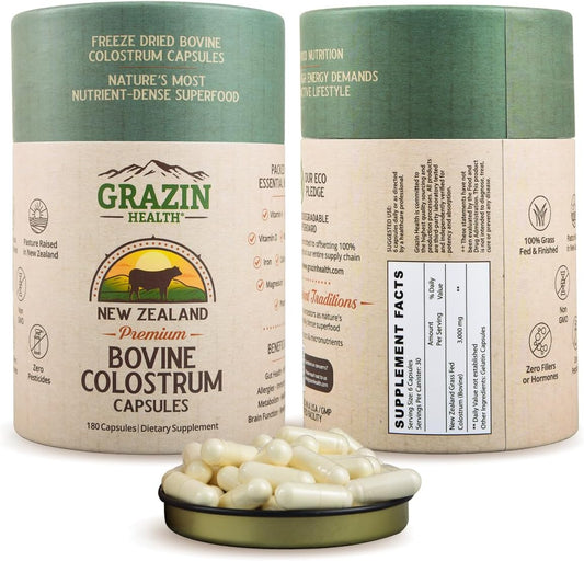 3000mg Grass Fed Bovine Colostrum Capsules - 30 Servings