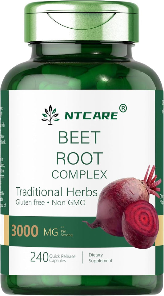 3000mg NTCARE Beet Root Complex - 240 Quick Release Capsules, Gluten Free, Non-GMO