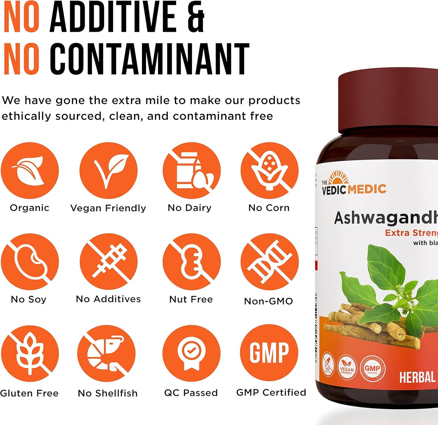 3000mg Organic Ashwagandha Capsules with Black Pepper Extract - Stress Relief, Mood Enhancer, Energy Support - Vegan and Gluten Free - 120 Count