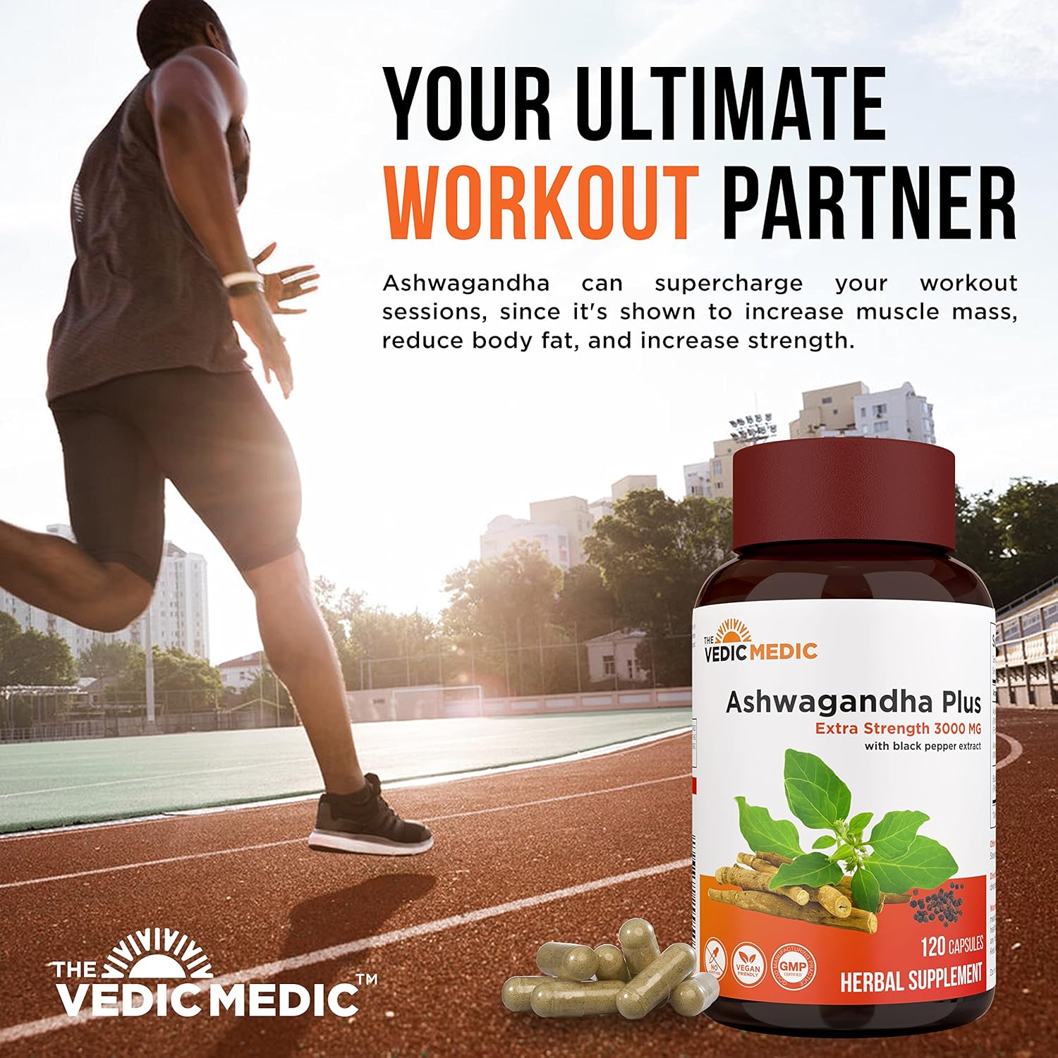 3000mg Organic Ashwagandha Capsules with Black Pepper Extract - Stress Relief, Mood Enhancer, Energy Support - Vegan and Gluten Free - 120 Count