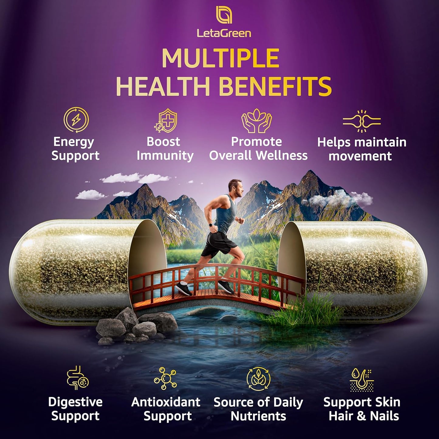 3000mg Sea Moss, 2000mg Black Seed Oil, 1000mg Ashwagandha, Bladderwrack, Burdock, Turmeric, Vitamin C, D3, K2, ACV, Elderberry, Manuka, Dandelion, Yellow Dock, Iodine - 240 Count